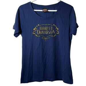 HARLEY‎ DAVIDSON Mackinac Island Michigan Harley Davidson Blue Tee Sz L